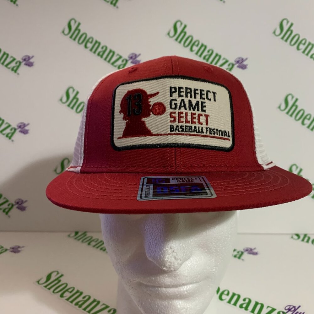 Perfect Game Hat Select Baseball Festival 13 Snapback Trucker Red White Cap OSFM